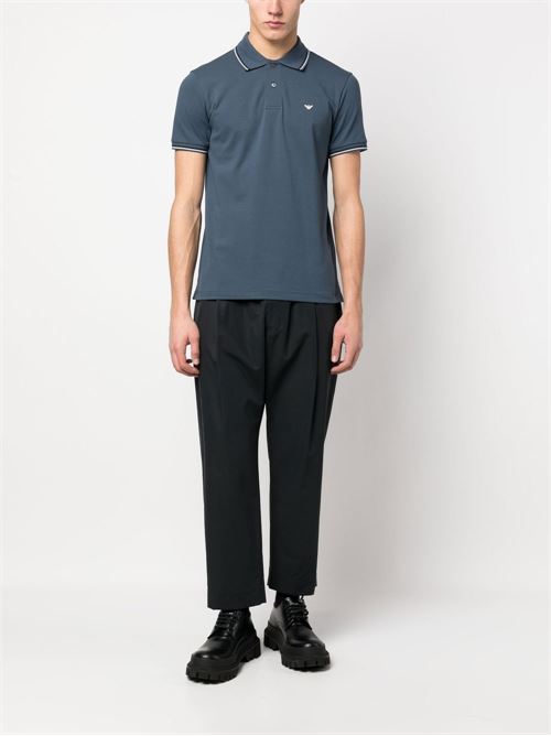 Polo con bordino in contrasto blu navy EMPORIO ARMANI | 8N1FB41JPTZ0948